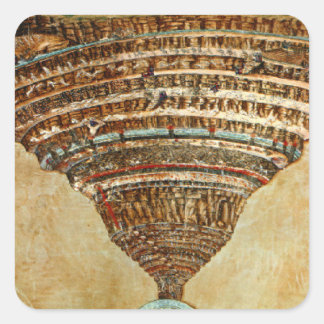 Botticelli's Inferno Map - Dante Square Sticker