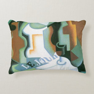 Bottle and Fruit Dish by Juan Gris, Vintage Cubism Decorative Pillow