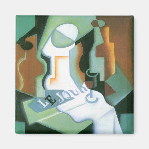 Bottle and Fruit Dish by Juan Gris, Vintage Cubism Magnet