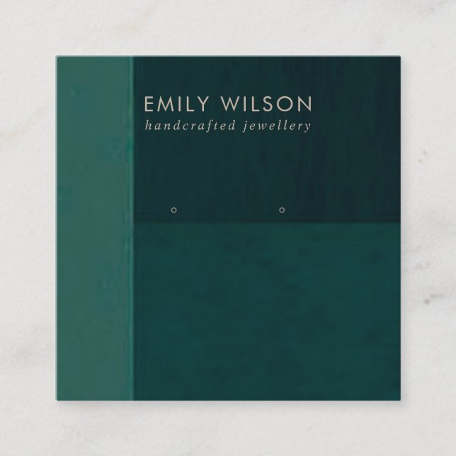 BOTTLE GREEN COLOR BLOCK STUD EARRING DISPLAY CARD (Front)