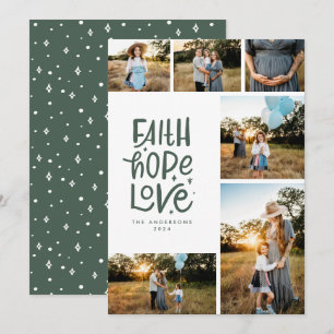 Bottle green faith hope love multiple Photo Holiday Card