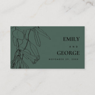 BOTTLE GREEN LINE DRAWING FLORAL WEDDING WEBSITE BUSINESS CARD