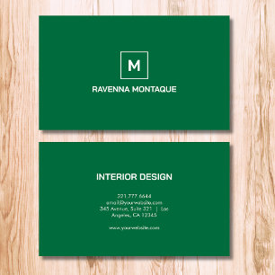 Bottle Green Modern Elegant Simple Monogram Name Business Card