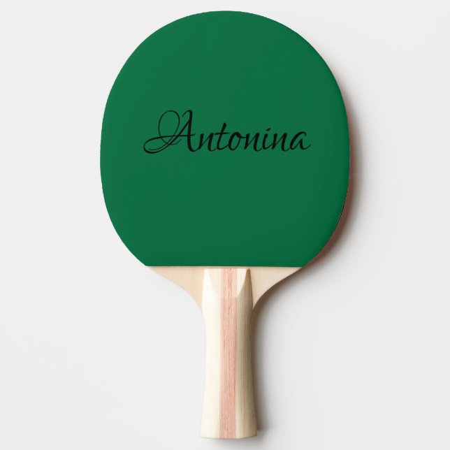 Bottle Green Modern Name | Trendy Minimalist  Ping Pong Paddle (Front)