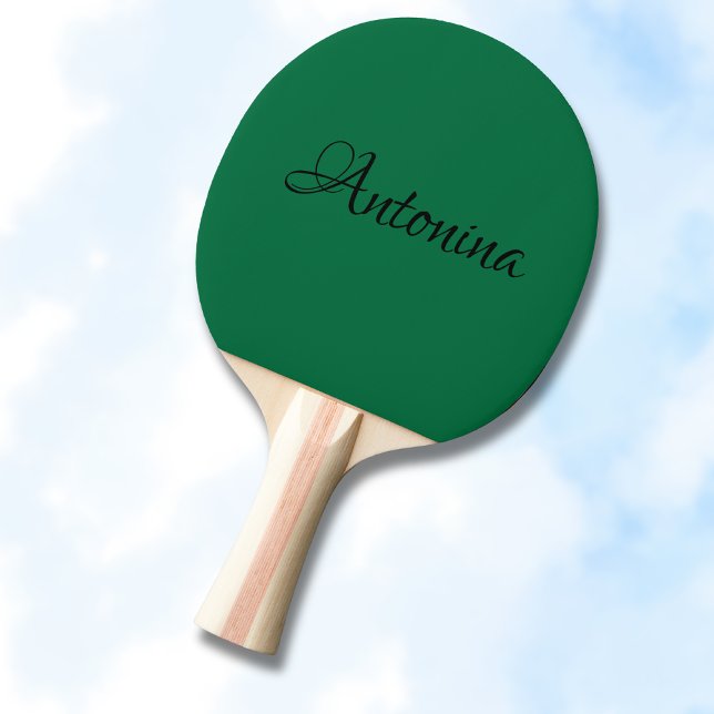 Bottle Green Modern Name | Trendy Minimalist  Ping Pong Paddle (Creator Uploaded)