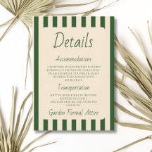 Bottle Green Stripes Retro Minimal Wedding Detail