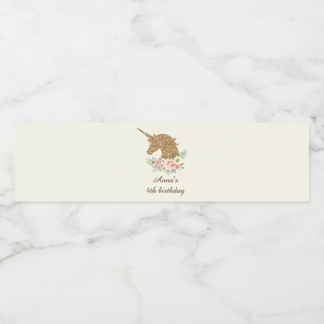 Bottle Label Unicorn Glitter Birthday (Single Label)