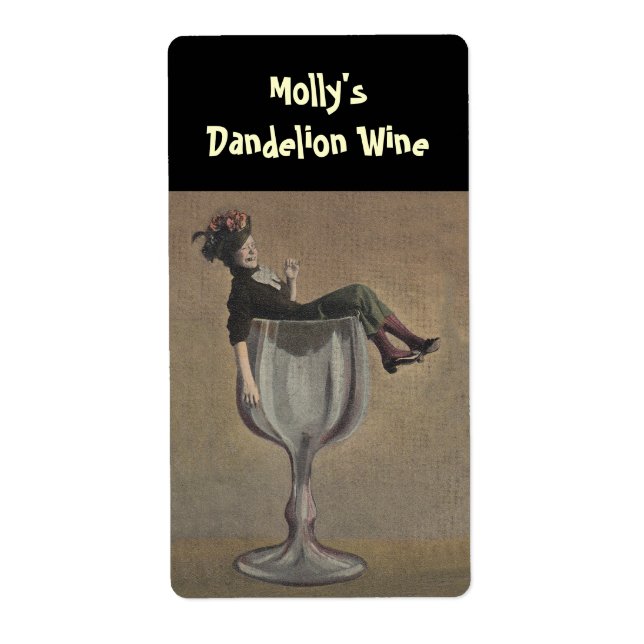 Bottle Labelling Funny Lady Wine Glass Personalize (Front)