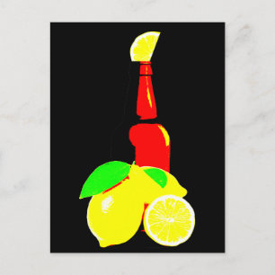Bottle of Beer and Lemons Postcard