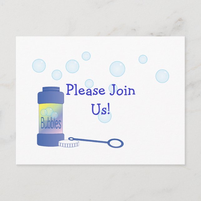 Bottle of Bubbles Invitation Postcard (Front)