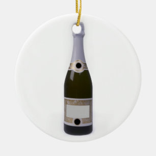Bottle of Champagne with blank label Ceramic Ornament