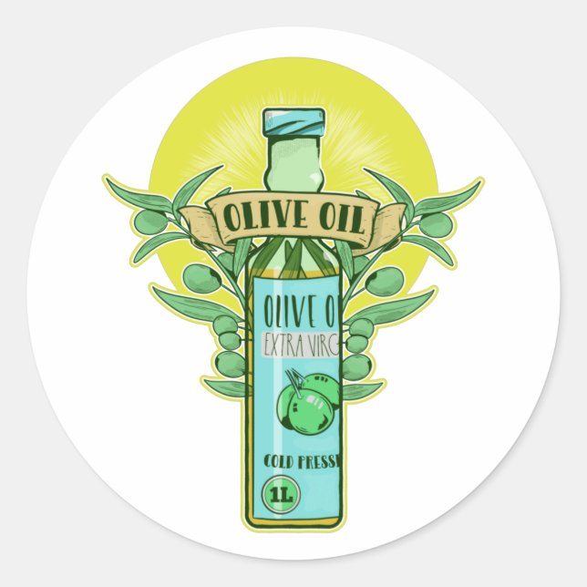 Bottle of olive oil classic round sticker (Front)