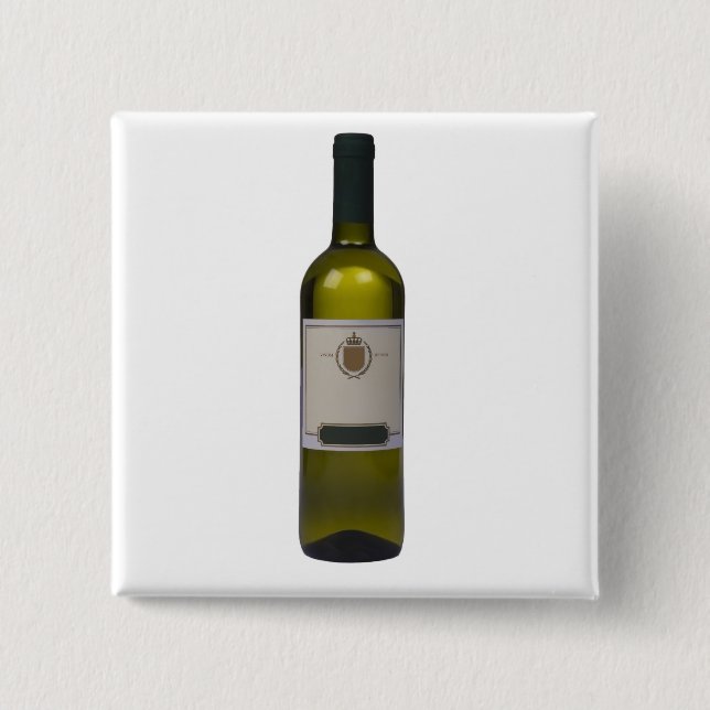 Bottle of quality wine with blank label 2 inch square button (Front)