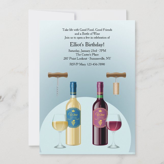 Bottle of Red and White Wine Invitation (Front)