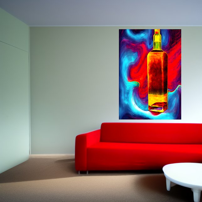 Bottle of whiskey, colorful background | AI Art  Poster (Creator Uploaded)