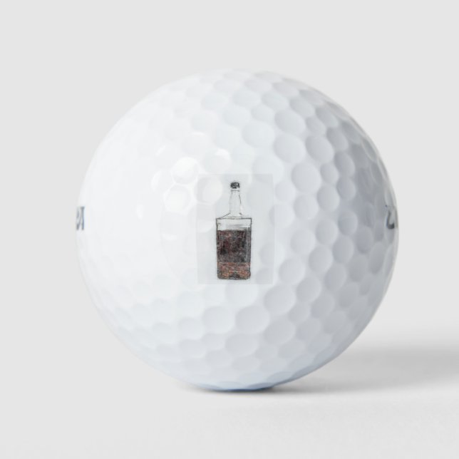 Bottle of whisky. Hand drawn illustration of Disti Golf Balls (Front)