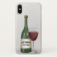 Bottle of wine and glass with quote