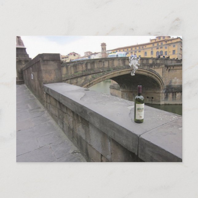 Bottle of Wine by the Ponte Santa Trinita Postcard (Front)