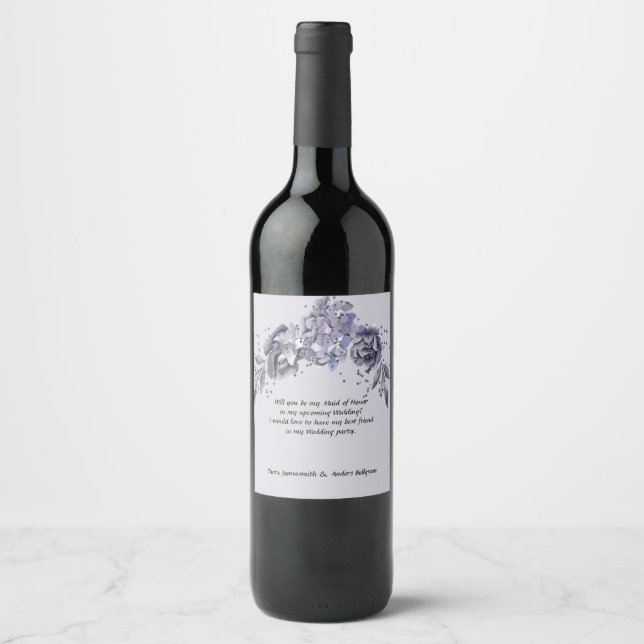 Bottle of Wine Maid of Honour Request Label (Front)