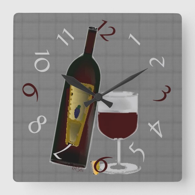 Bottle of Wine Square Wall Clock (Front)