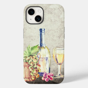 Bottle of Wine, Wineglass Grapes Vineyard Winery Case-Mate iPhone 14 Case