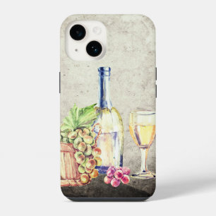 Bottle of Wine, Wineglass Grapes Vineyard Winery iPhone 14 Case
