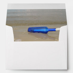 Bottle On Beach Sand 5x7 Wedding Invitation Envelope
