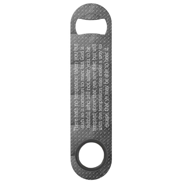 Bottle opener. 1 Corinthians 10:13. Bar Key (Back)
