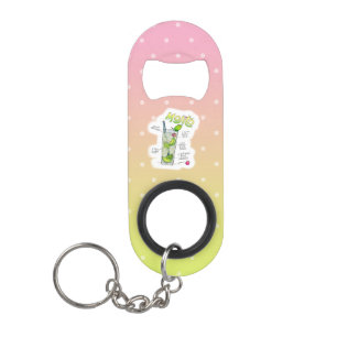 BOTTLE OPENER KEYCHAIN, MOJITO RECIPE COCKTAIL ART KEYCHAIN BOTTLE OPENER