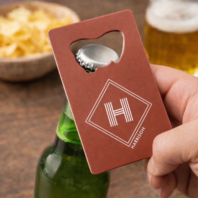 Bottle Opener | Stylish Geometric Initial Monogram Credit Card Bottle Opener (Creator Uploaded)