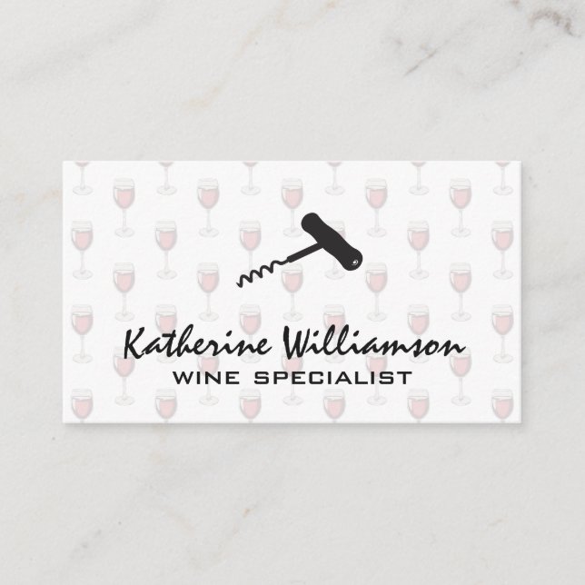 Bottle Opener | Wine Glass Pattern Business Card (Front)