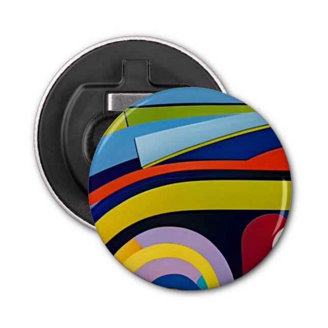 Bottle opener with colourful modern digital art  (Front)