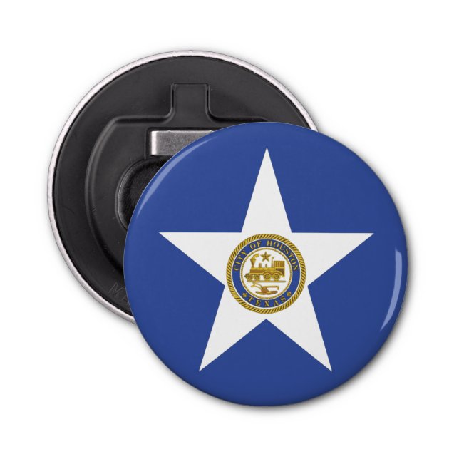 Bottle opener with Flag of Houston (Front)