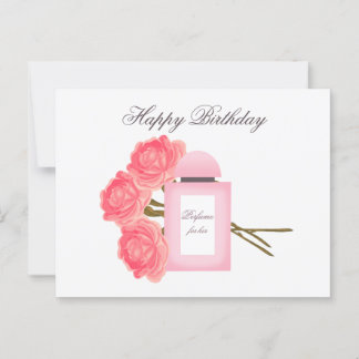Bottle Perfume and Bouquet of Roses Postcard