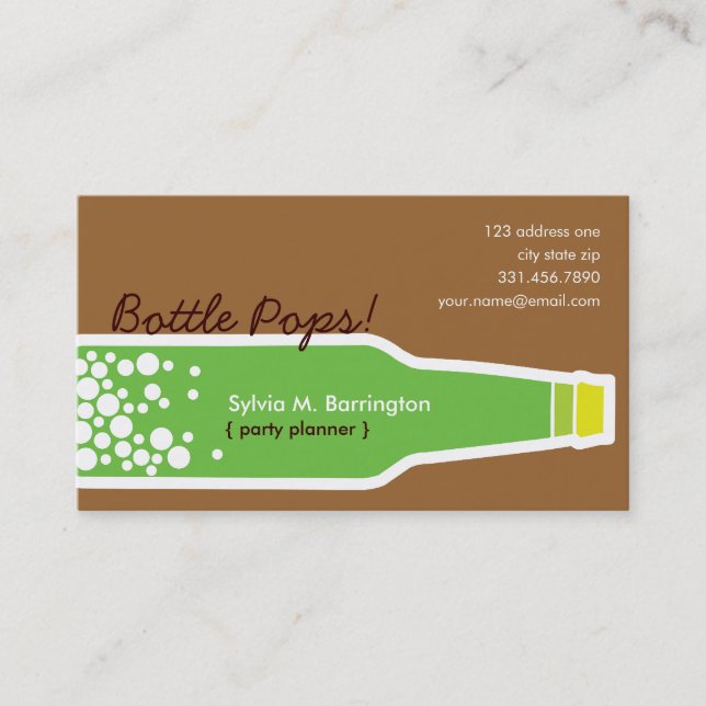 Bottle Pops Green Fun Custom Profile Business Card (Front)