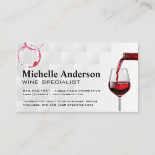 Bottle Pour   Red Glass of Wine Business Card