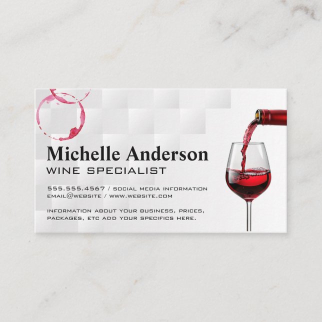 Bottle Pour | Red Glass of Wine Business Card (Front)