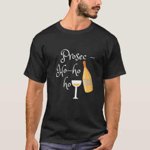 Bottle Prosec Glass Christmas Holiday Good Mood T-Shirt
