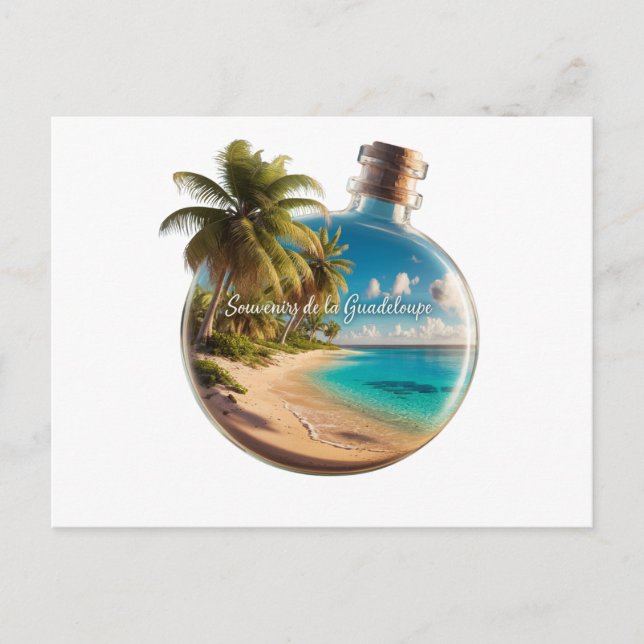 Bottle Souvenir Guadeloupe: Tropical Beach Postcard (Front)