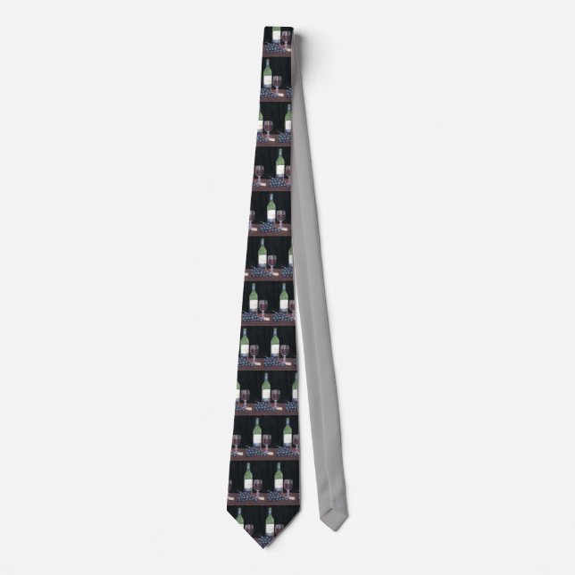 Bottle Wine and Grapes Tie (Front)