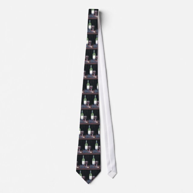 Bottle Wine and Grapes Tie (Front)