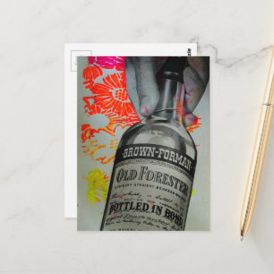 Bottled in Bond Whisky Bottle Floral  Collage Postcard