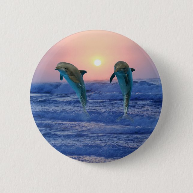 Bottlenose Dolphin at Sunrise 2 Inch Round Button (Front)