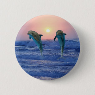 Bottlenose Dolphin at Sunrise 2 Inch Round Button