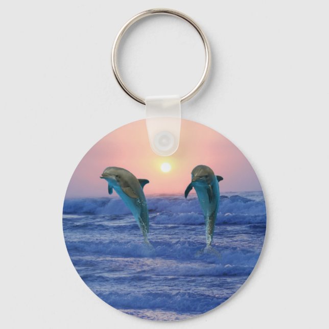 Bottlenose Dolphin at Sunrise Keychain (Front)