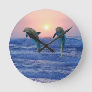 Bottlenose Dolphin at Sunrise Round Clock