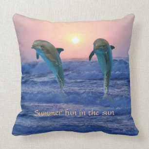 Bottlenose Dolphin at Sunrise Throw Pillow