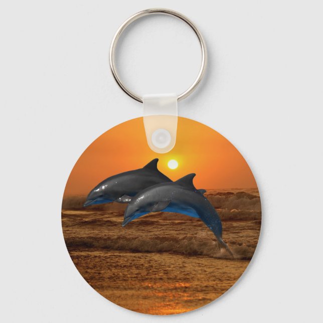 Bottlenose Dolphin at Sunset Keychain (Front)