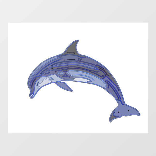 Bottlenose Dolphin Line Art Design Window Cling (Sheet)