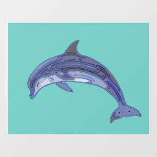Bottlenose Dolphin Line Art Design Window Cling
